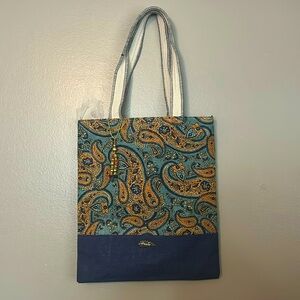 Avani Earth Blue Paisley Beaded Keychain Jute Tote Bag
